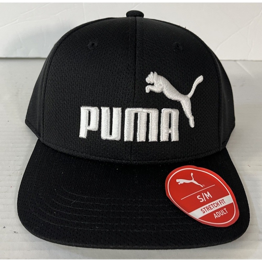 New PUMA Golf Flex Fit Hat Mens Performance Black Adult‎ S/M